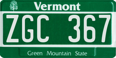 VT license plate ZGC367