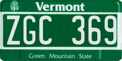 VT license plate ZGC369