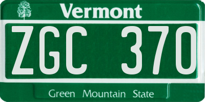 VT license plate ZGC370