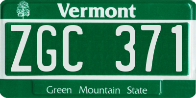 VT license plate ZGC371