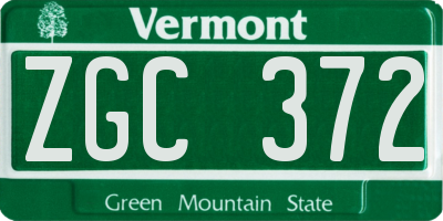 VT license plate ZGC372
