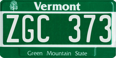 VT license plate ZGC373