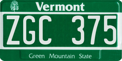 VT license plate ZGC375