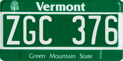 VT license plate ZGC376