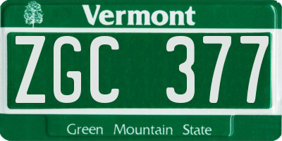 VT license plate ZGC377