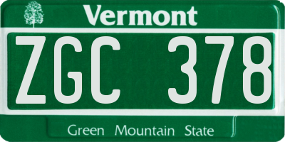 VT license plate ZGC378
