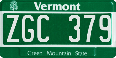 VT license plate ZGC379