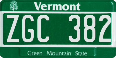 VT license plate ZGC382