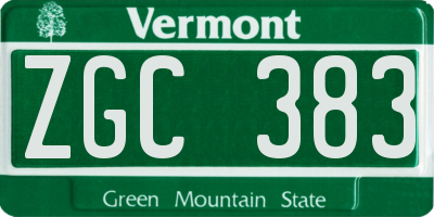 VT license plate ZGC383
