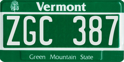 VT license plate ZGC387