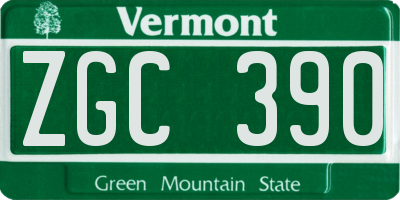 VT license plate ZGC390