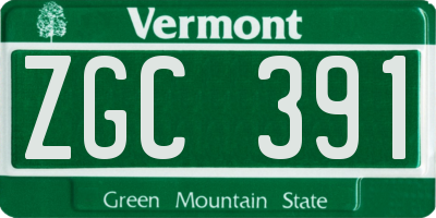 VT license plate ZGC391