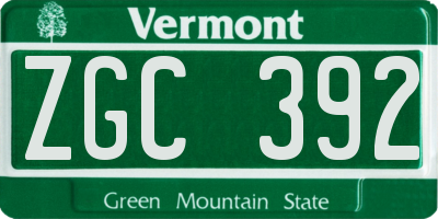 VT license plate ZGC392