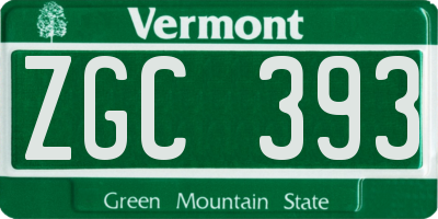 VT license plate ZGC393