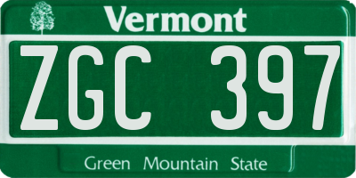 VT license plate ZGC397