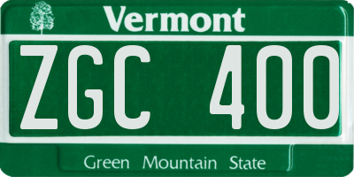 VT license plate ZGC400