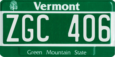 VT license plate ZGC406