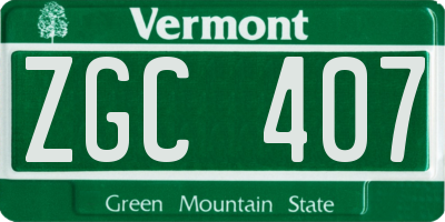 VT license plate ZGC407