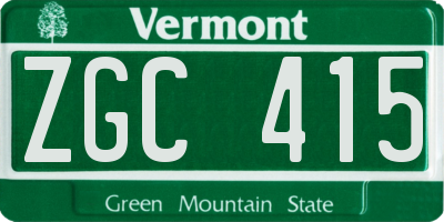 VT license plate ZGC415
