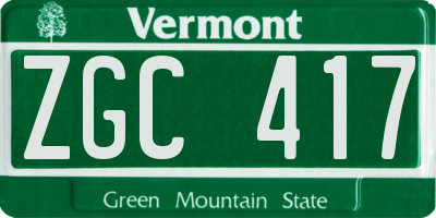 VT license plate ZGC417