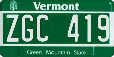 VT license plate ZGC419