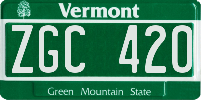 VT license plate ZGC420