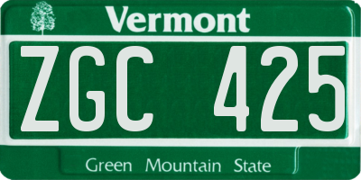 VT license plate ZGC425