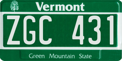 VT license plate ZGC431