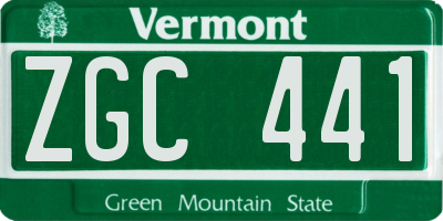 VT license plate ZGC441