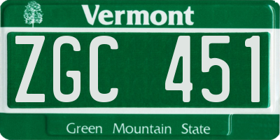 VT license plate ZGC451