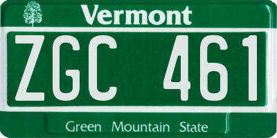 VT license plate ZGC461