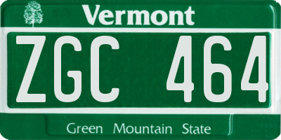 VT license plate ZGC464