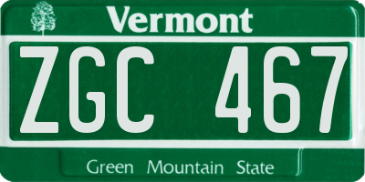 VT license plate ZGC467