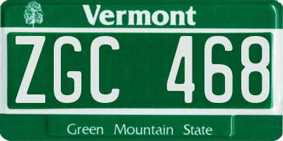 VT license plate ZGC468