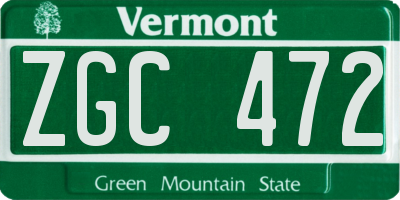VT license plate ZGC472