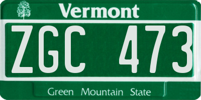 VT license plate ZGC473