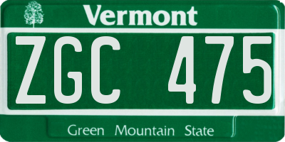 VT license plate ZGC475