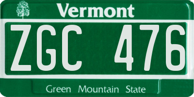 VT license plate ZGC476