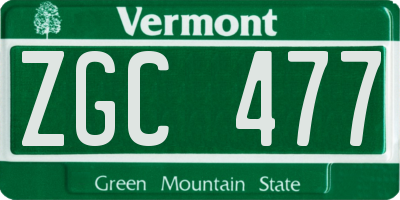 VT license plate ZGC477