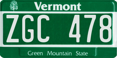VT license plate ZGC478