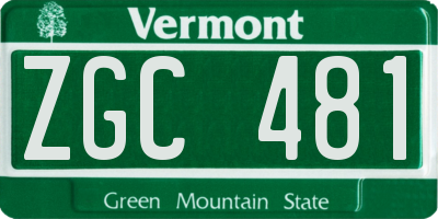 VT license plate ZGC481