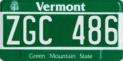 VT license plate ZGC486