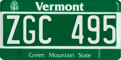 VT license plate ZGC495