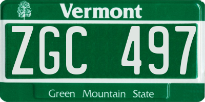 VT license plate ZGC497