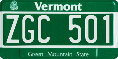 VT license plate ZGC501