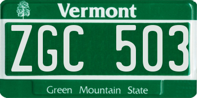 VT license plate ZGC503