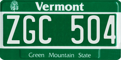 VT license plate ZGC504