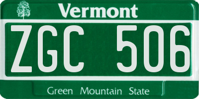 VT license plate ZGC506