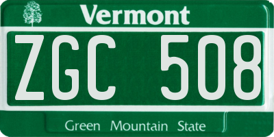 VT license plate ZGC508