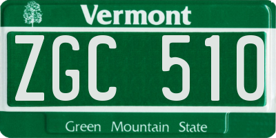 VT license plate ZGC510